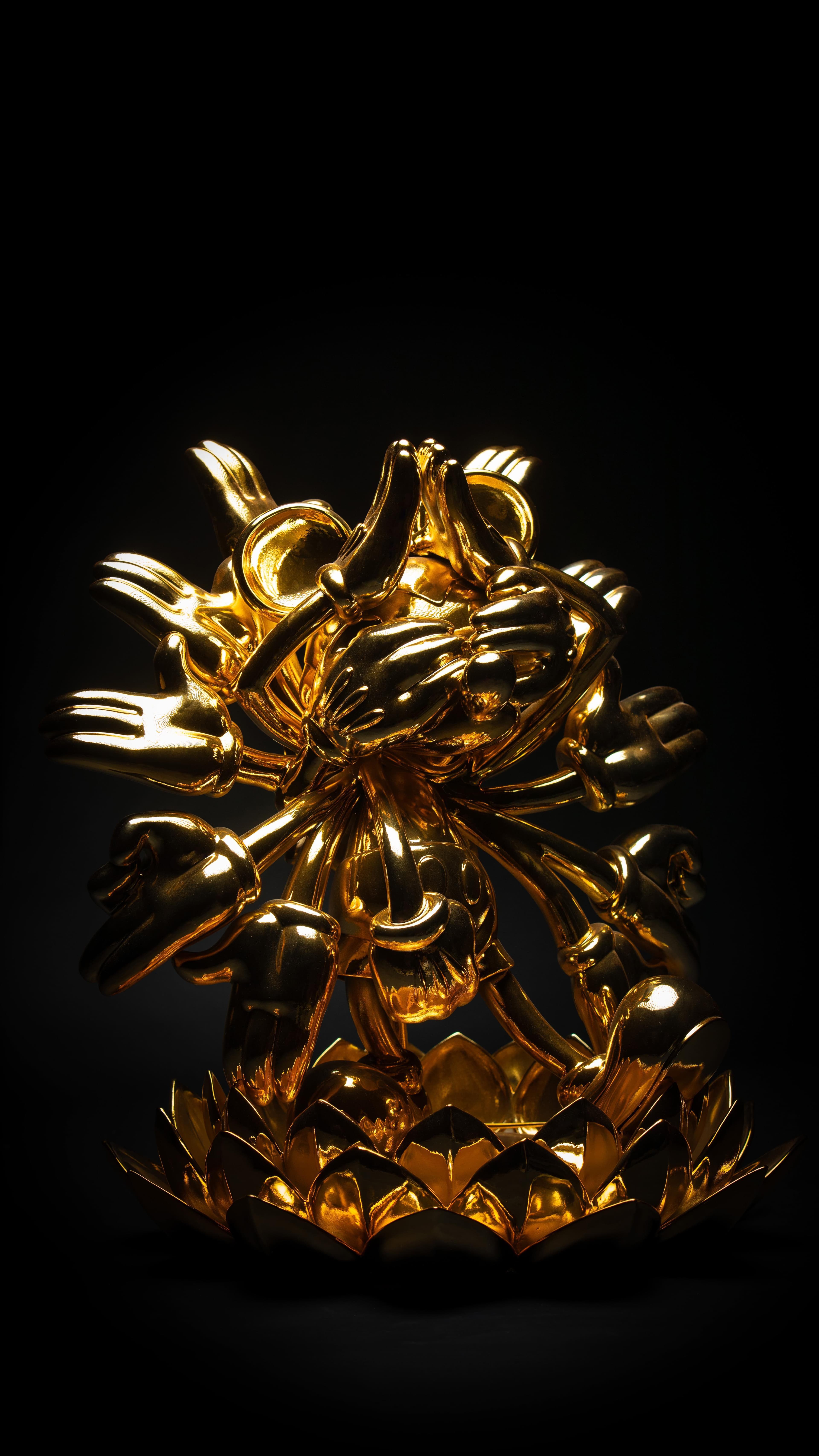 Money Mouse by OG Slick, cast copper and brass under electroplated, polished gold chrome